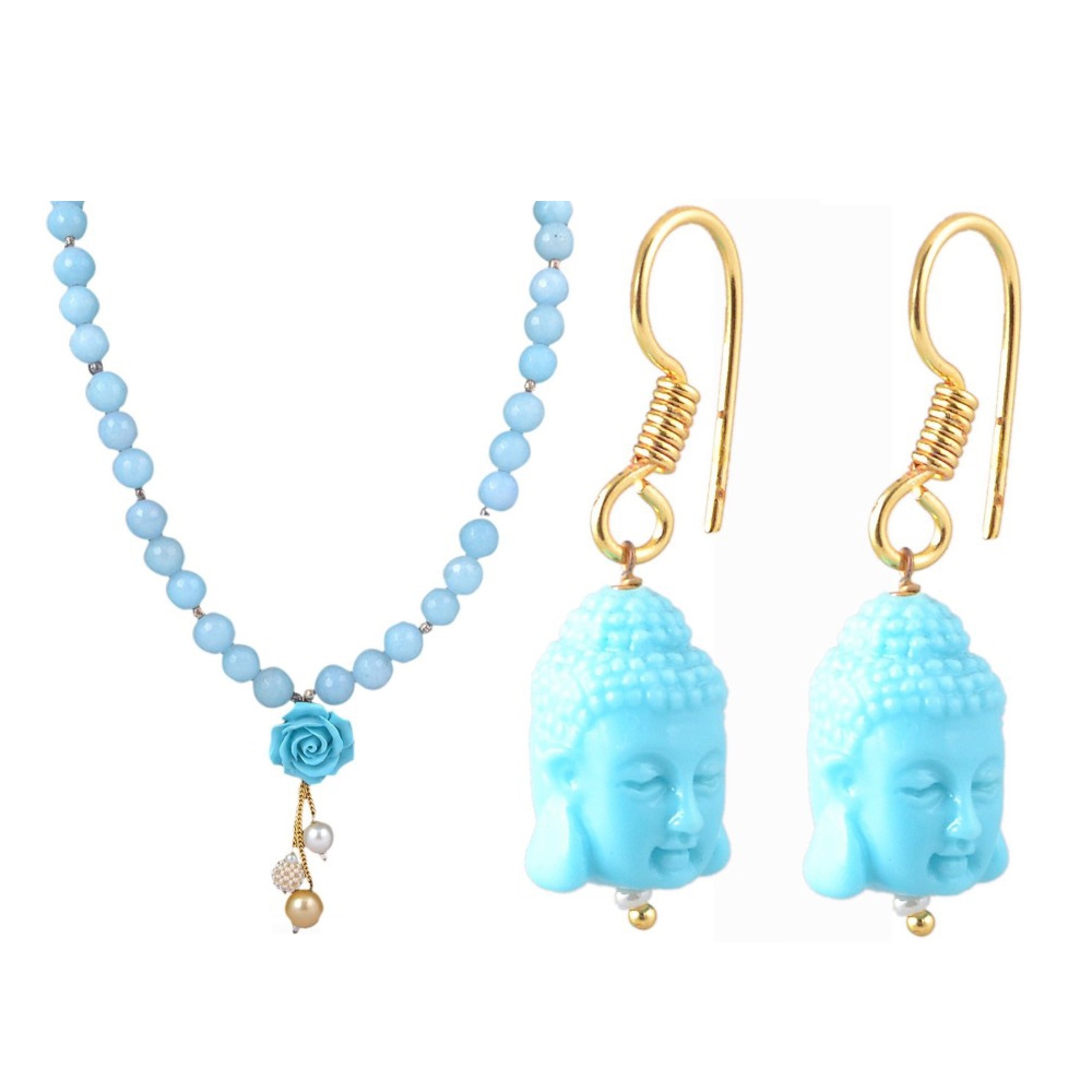 Semi-Precious Stones Copper Jewel Blue Set